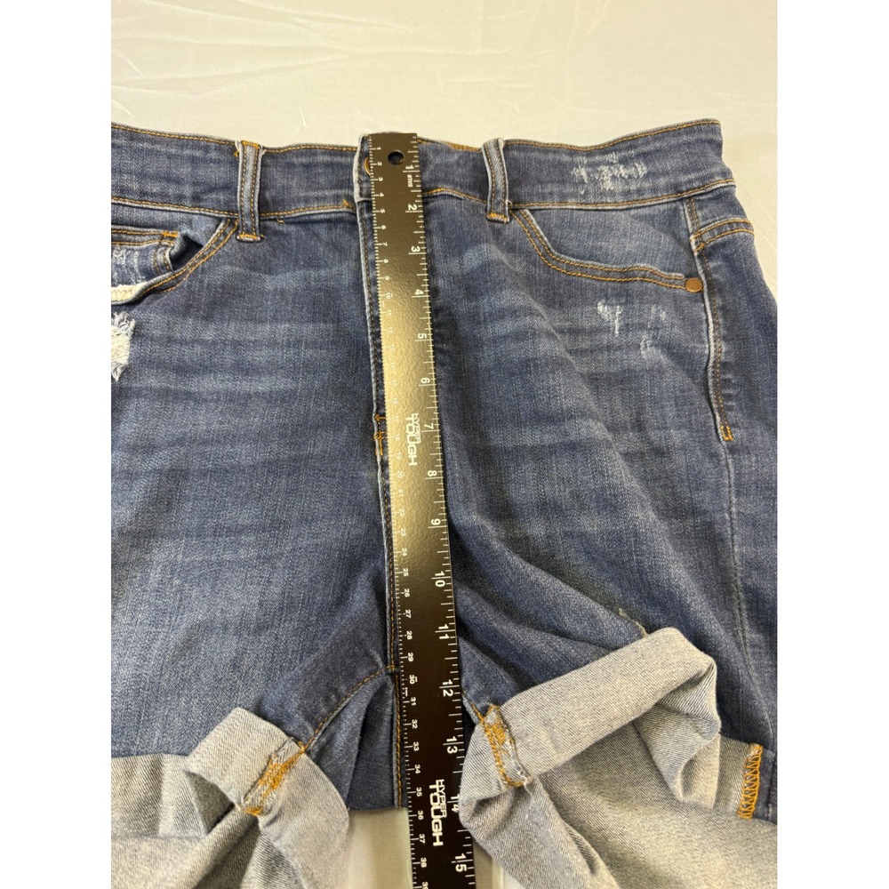 Judy Blue Los Angeles Dark Wash Distressed Cuffed Denim Shorts 1XL JB15004DK - Picture 8 of 16